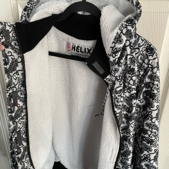 Helix Snowboardwear Medium Black & White Paisley Coat Zip Jacket - Picture 10 of 16